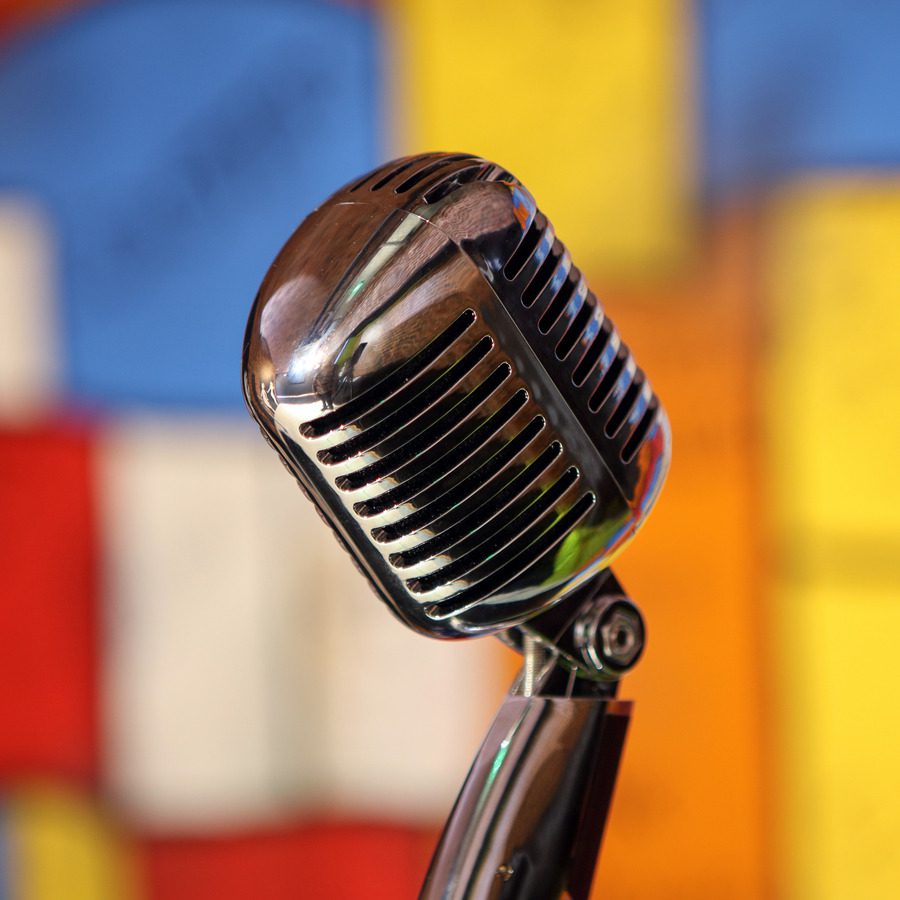 Microphone in the cavern club karoake room at The Beatles Story Museum in Liverpool