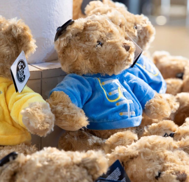 Teddys from the Fab4 Store gift and souvenir range at The Beatles Story Museum in Liverpool