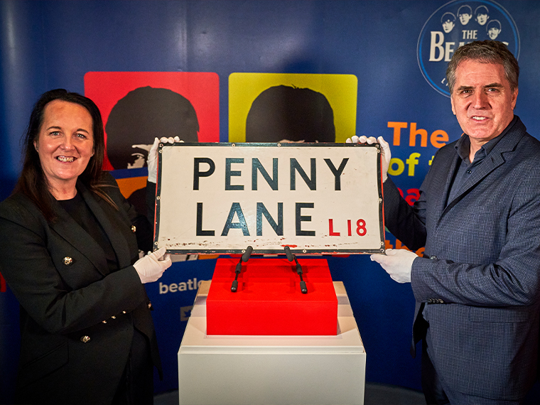 Penny Lane Sign on display at The Beatles Story Museum, Liverpool.