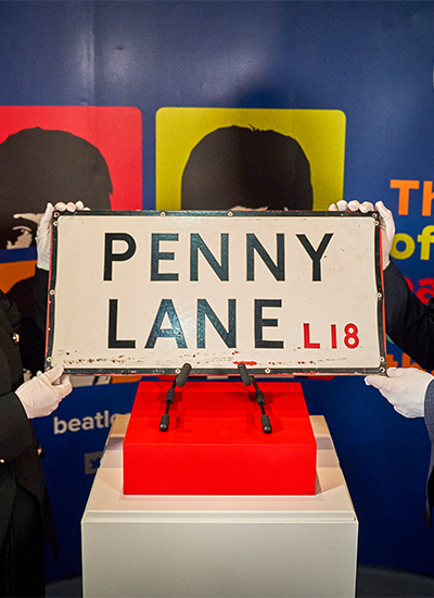 Penny Lane Sign goes on display