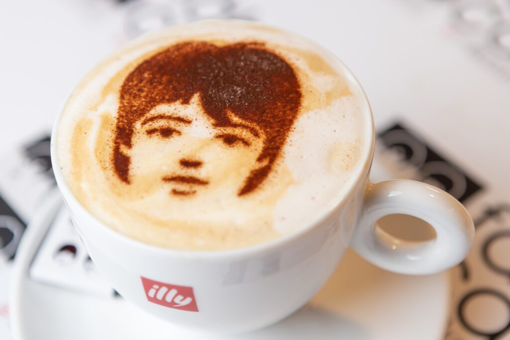 Coffee from Fab4 Cafe showing Paul's face