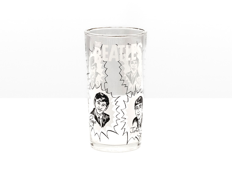 Beatles drinking glass/tumbler on display in the USA room at The Beatles Story