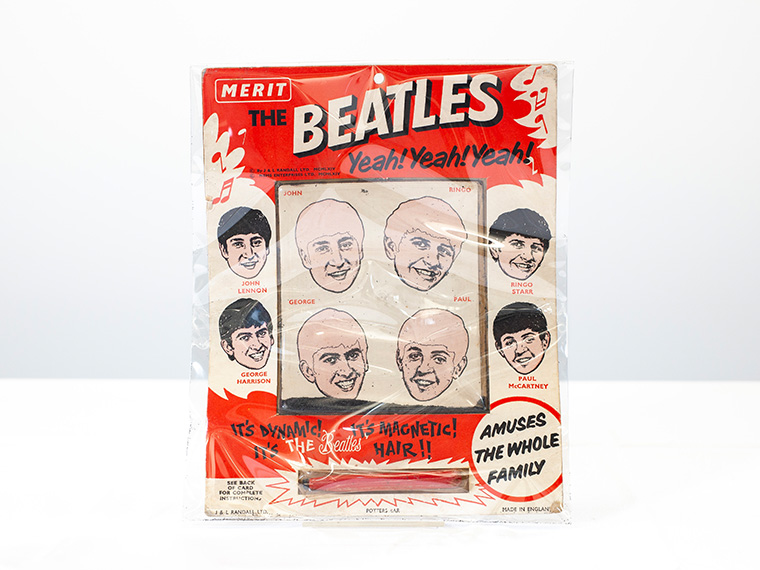 Beatles 1964 magnetic hair toy on display in the USA room at The Beatles Story