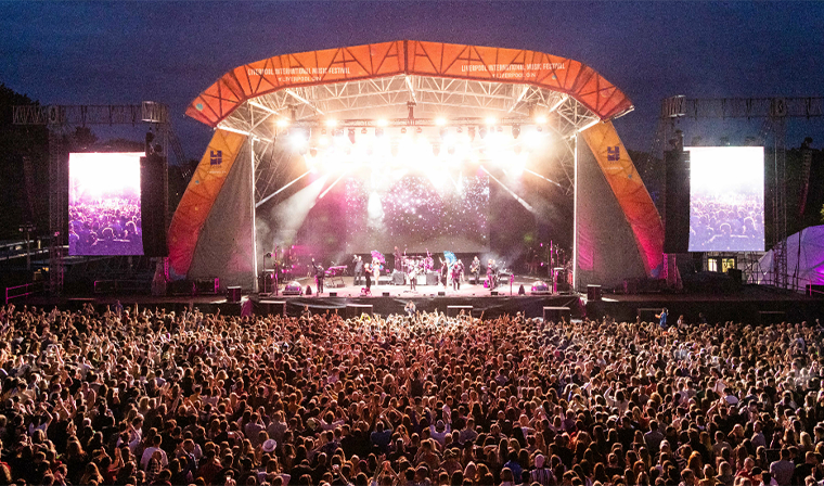 Nile Rodgers & Chic performing at LIMF in 2019.
