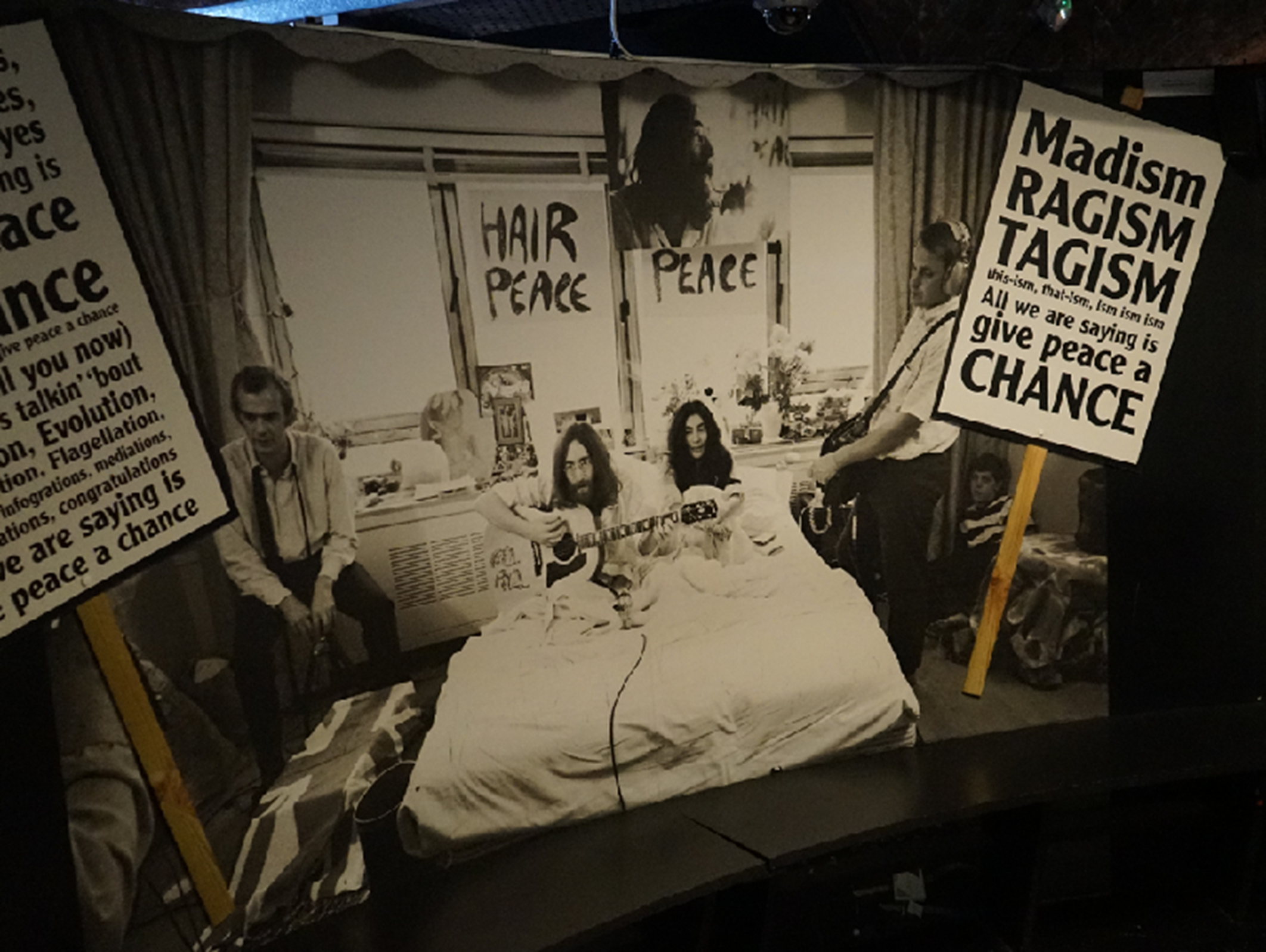 Bed In exhibit at The Beatles Story Museum, Liverpool (2018)