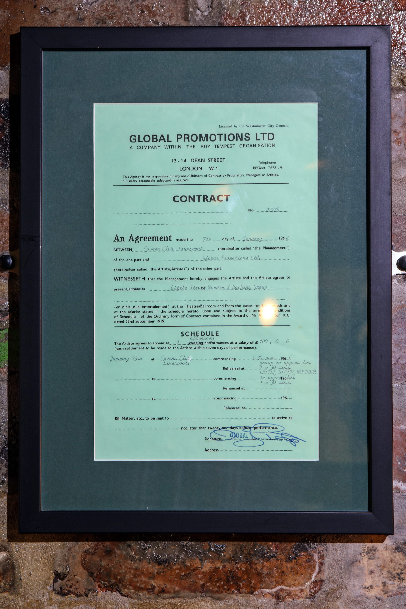 The contract on display at The Beatles Story.