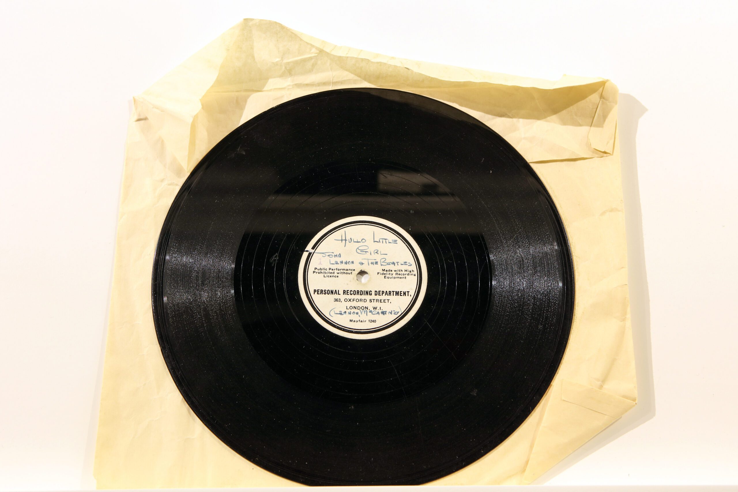The rare record loaned by Maguire to The Beatles Story.