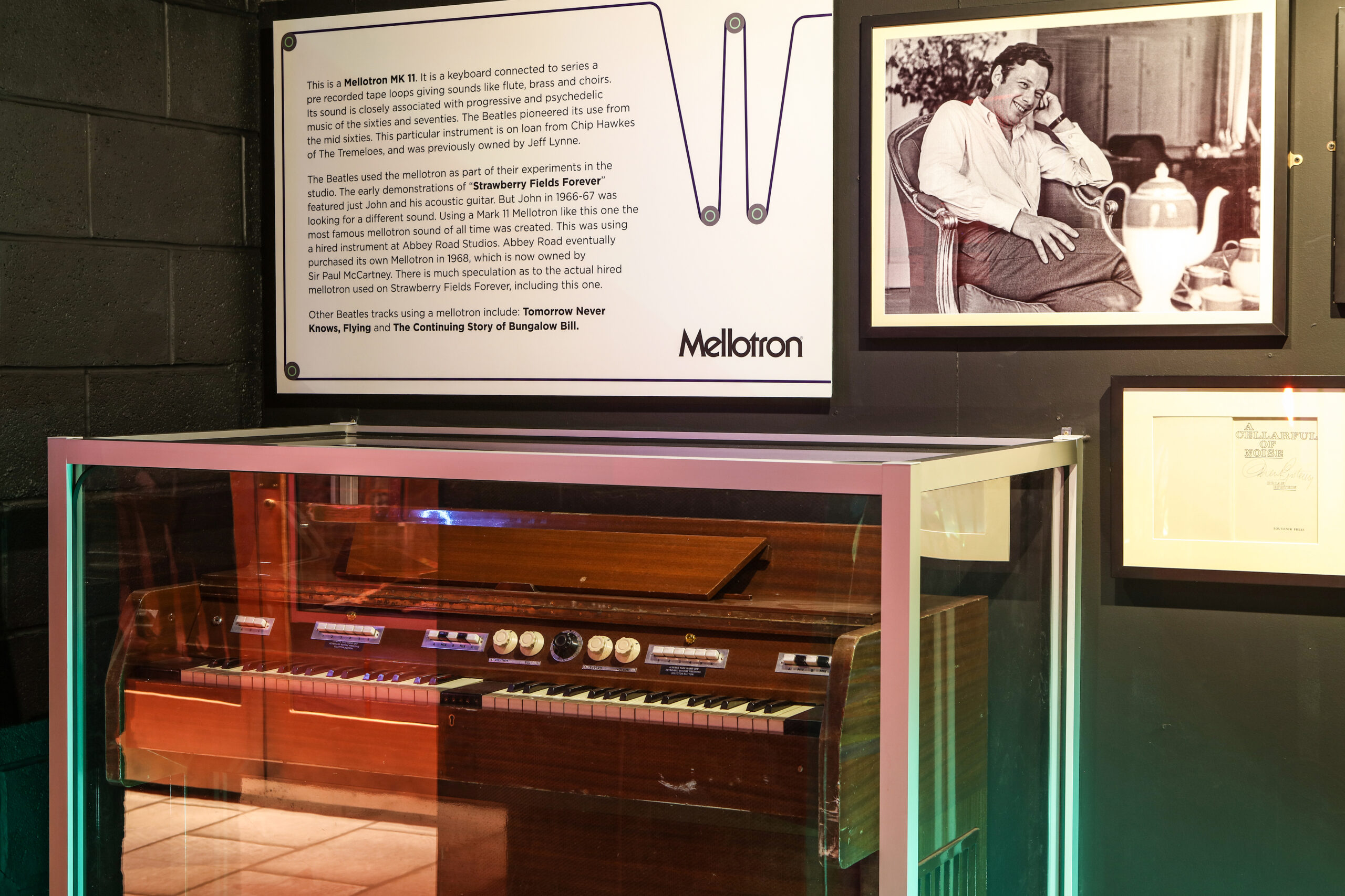 A Mellotron MK11, previously owned by Jeff Lynne of ELO, on display at The Beatles Story, Liverpool. 
