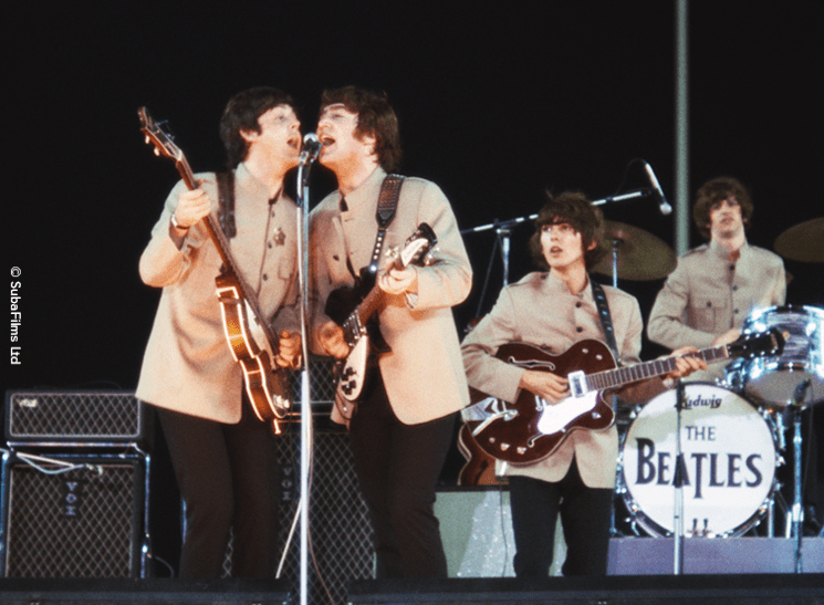 Picture: The Beatles in concert at Shea Stadium, August 1965.