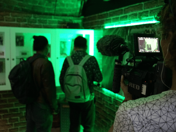 At the rooftop exhibit, The Beatles Story.