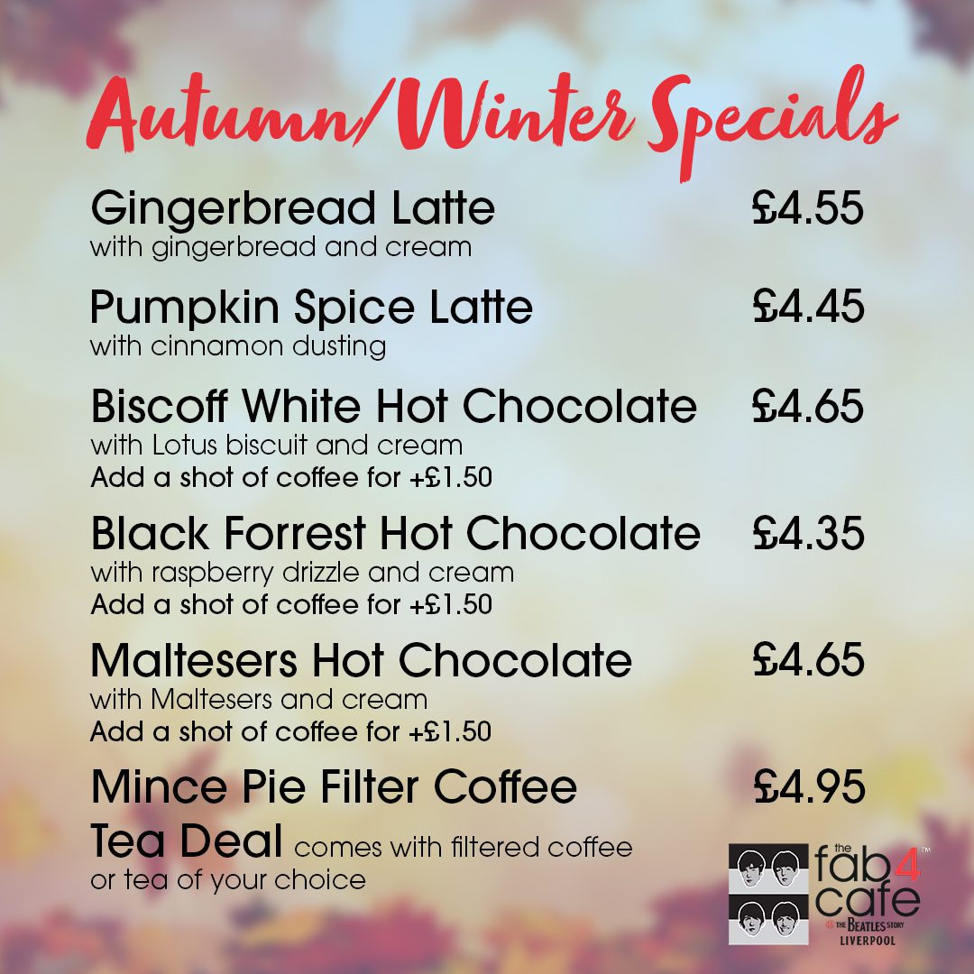 Liverpool Beatles Story Fab4 Cafe Autumn Winter Specials