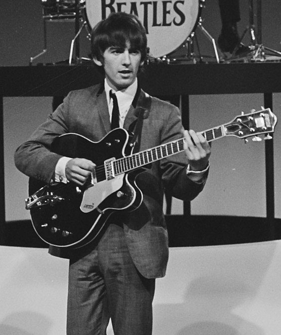 George Harrison on stage in The Netherlands, 1964.